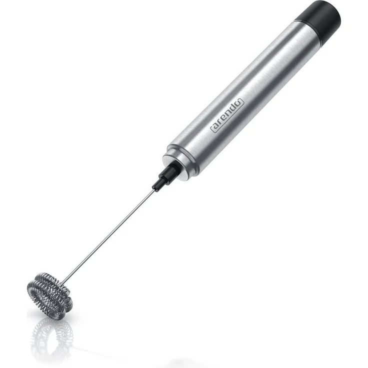 Arendo Milchaufschäumer Handmilkaufschäumer Edelstahl, elektrisch mit Einzel & Dualquirl, Batteriebetrieb 13100 U/min, inklusive Standhalterung