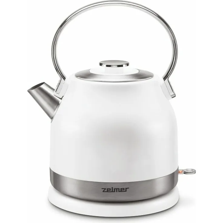Zelmer ZCK7940 Wasserkocher 1,5 l 2200 W Edelstahl, Weiß - Leistungsstarker Wasserkocher mit verdecktem Heizelement und integriertem Kalkfilter