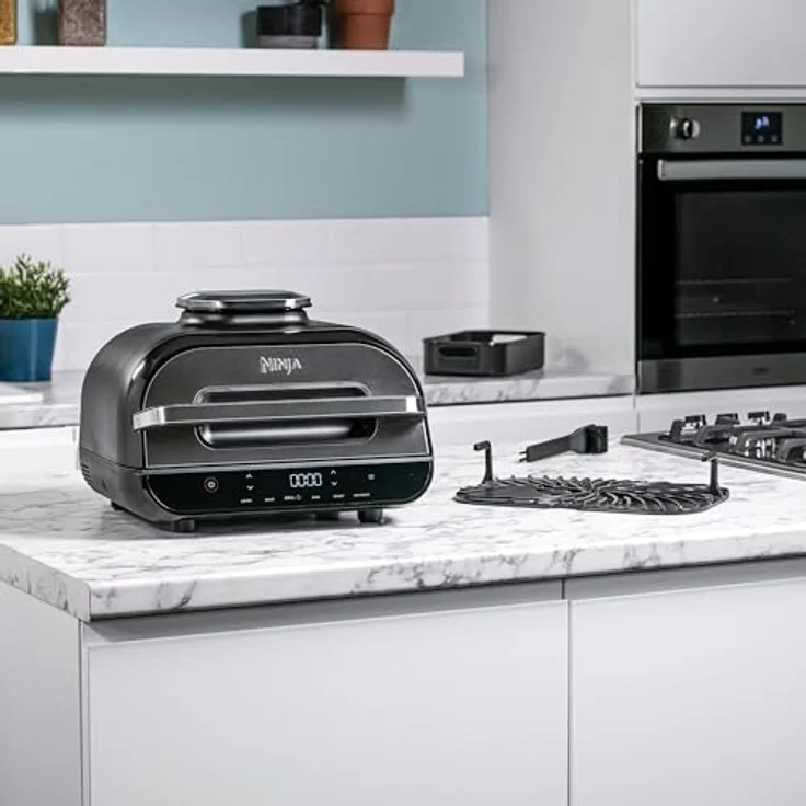 Ninja MAX AG551EU Heißluftfritteuse und Grill Foodi , ohne Öl, 2460 Watt, 3.8 Liter Fassungsvermögen, Kunststoff, silber schwarz – Bild 3