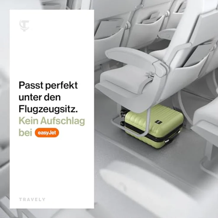 Travely Premium Handgepäck Koffer 45x36x20cm, 32L leicht mit sanften Rollen, passend für Ryanair und Lufthansa, Nachtschwarz – Bild 2