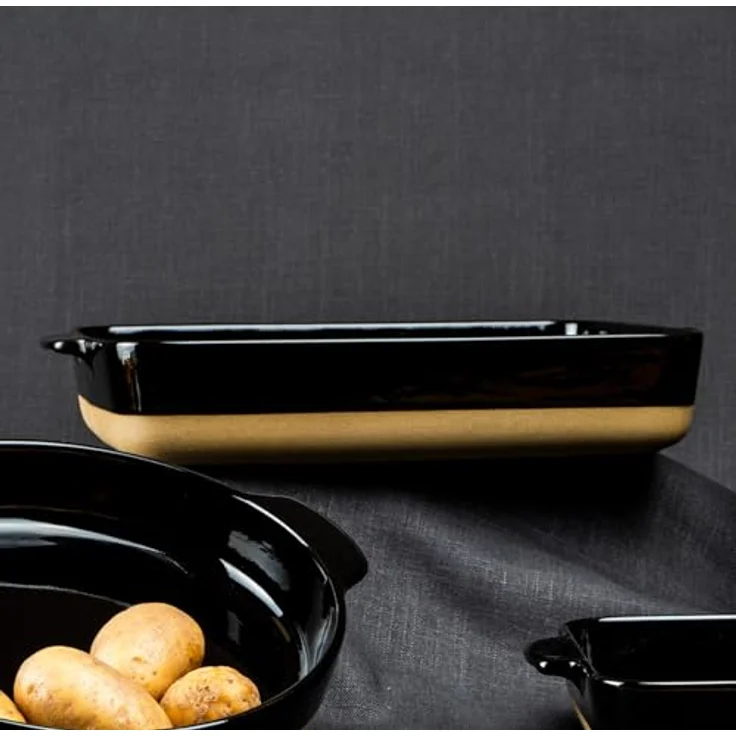 Lurch Terra Nova Ofenform L, Keramik 32x14,5x6,6 cm, 2700ml, schwarz/creme, temperaturbeständig bis 250°C, spülmaschinengeeignet – Bild 5