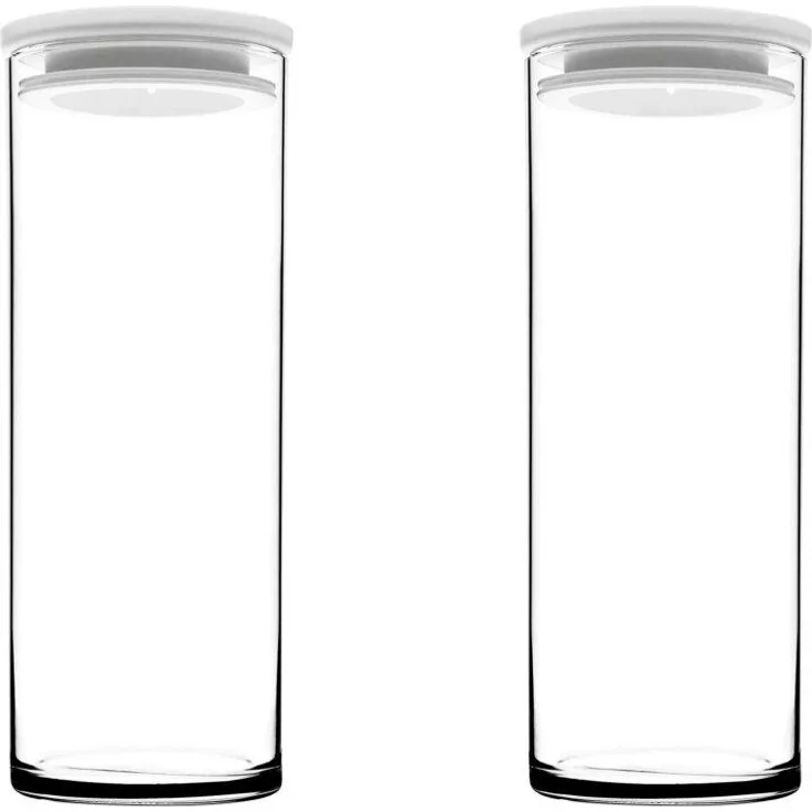 Pasabahce Breakfast Club Vorratsgläser 2er Set, 1230 ml, hitzebeständig mit weißem Deckel, mikrowellengeeignet und spülmaschinenfest
