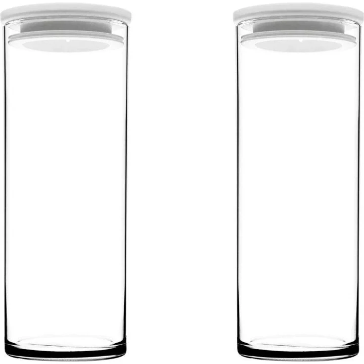Pasabahce Breakfast Club Vorratsgläser 2er Set, 1230 ml, hitzebeständig mit weißem Deckel, mikrowellengeeignet und spülmaschinenfest