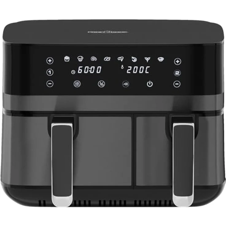 ProfiCook Heißluftfritteuse PC-FR 1295 H, Zeitgleich-fertig-System, 9L, 2 Kammern, Edelstahlfront – Bild 2