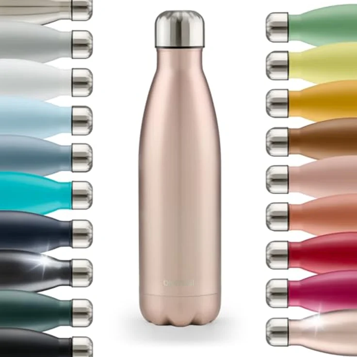 Blumtal® Trinkflasche Edelstahl Charles, Thermosflasche 750 ml, BPA-frei, auslaufsicher, doppelwandige Isolierung, Metall Rosa – Bild 1