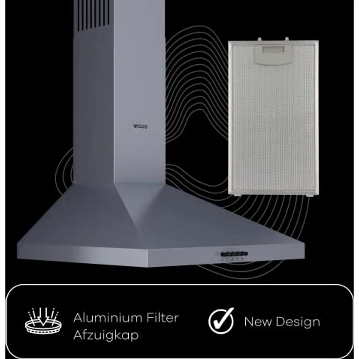 Wiggo Dunstabzugshaube 60cm I Wandhaube für Abluft oder Umluft Dunstabzug 300m³/h mit LED-Beleuchtung & 3 Leistungsstufen I Wandhaube inkl. Fettfilter & 2x Kohlefilter I Abzugshaube Inox – Bild 4