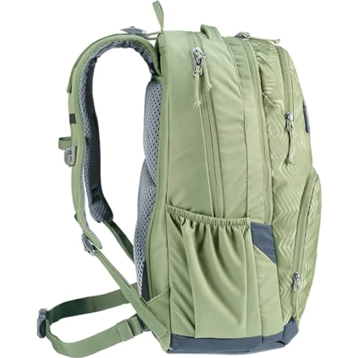Deuter Cotogy Freizeitrucksack, ergonomischer Schulrucksack aus 100% recyceltem PET, grün-grau mit vielseitigen Taschen und rückenschonendem Tragekomfort – Bild 3