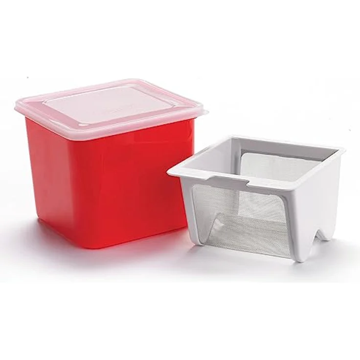 Cuisipro Frischkäsebereiter 74742605 zur natürlichen Herstellung von cremigem Frischkäse, Dips und Speiseeis. Patentiertes Sieb. Rot. 750 ml Fassungsvermögen – Bild 2