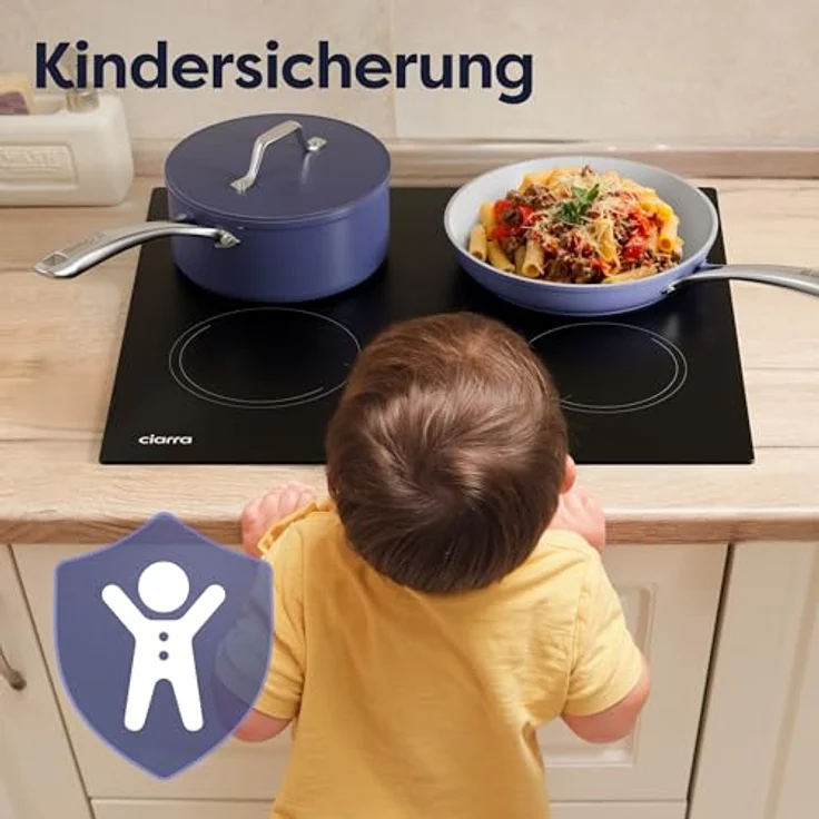 Ciarra CABBIH4-E Induktionskochfeld, Einbau 60 cm mit 4 Kochzonen, Touch-Bedienung, 9 Leistungsstufen, Timer, Kindersicherung, Abschaltautomatik, Restwärmeanzeige, 6000W – Bild 5