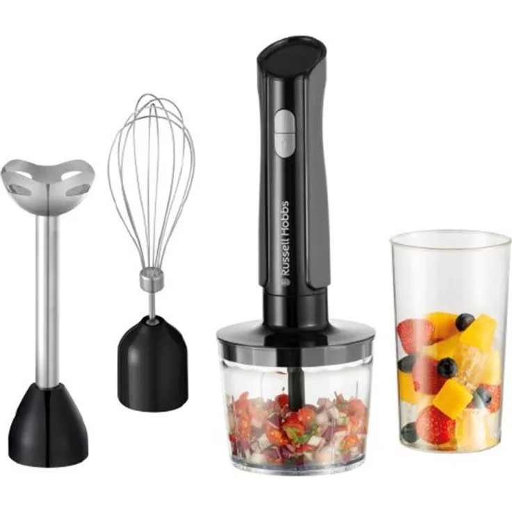 RUSSELL HOBBS Stabmixer Matte Charcoal 27141-56, 3in1, 500 W, anthrazit - mit Zerkleinerer, Schneebesen und spülmaschinengeeigneten Teilen