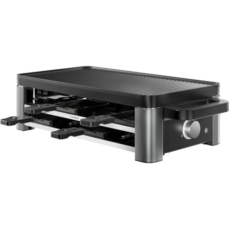WMF Master Raclette Grill, 8 Personen, 1500 W, mit Keramikpfännchen, variabler Temperaturkontrolle, spülmaschinengeeignet, Edelstahl schwarz matt – Bild 2