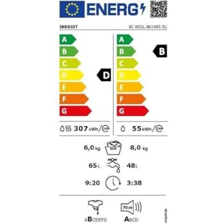 Indesit BIWDIL861485EU, Waschtrockner 8/6 kg mit 1400 U/min, induktionsfähig, 60 cm, weiß – Bild 4