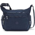 Kipling Gabbie Umhängetasche, Damen-Handtasche aus Polyamid mit Reißverschlussfach und Steckfächern, 35,5 cm, Blau