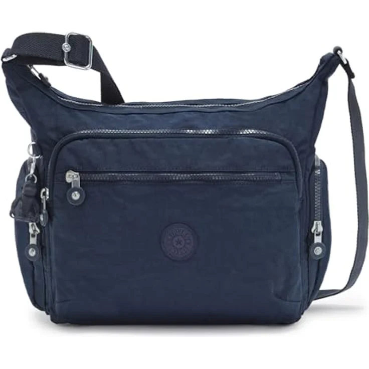 Kipling Gabbie Umhängetasche, Damen-Handtasche aus Polyamid mit Reißverschlussfach und Steckfächern, 35,5 cm, Blau – Bild 1