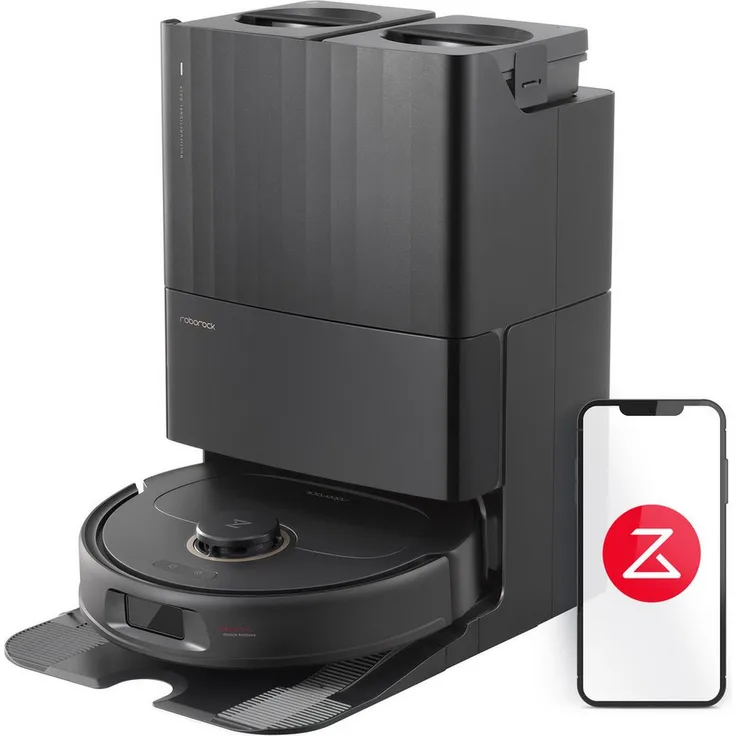 Roborock Saugroboter Qrevo Pro, Upgrade von Qrevo S/S7 Max Ultra, FlexiArm Design™ Kantenwischsystem, Warmlufttrocknung, Zwei rotierende Mopps, 7000 Pa Saugkraft, intelligente Reinigungstechnologie, Weiß/Schwarz