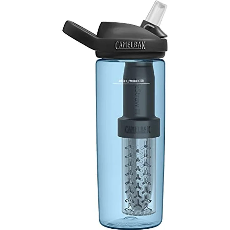 CamelBak Eddy+ LifeStraw Vacuum, 600 ml Trinkflasche mit Filtersystem zur Entfernung von Bakterien und Chemikalien, True Blue - Hellblau – Bild 3