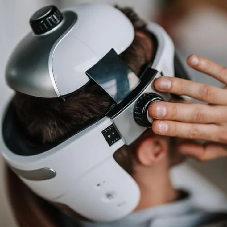 MEDIVON Hebe Kopfmassagegerät und Augenmassagegerät, Luftmassagegerät | Sanfte Massage der Nervenpunkte, Musik-Modus, Aufwärmfunktion – Bild 5