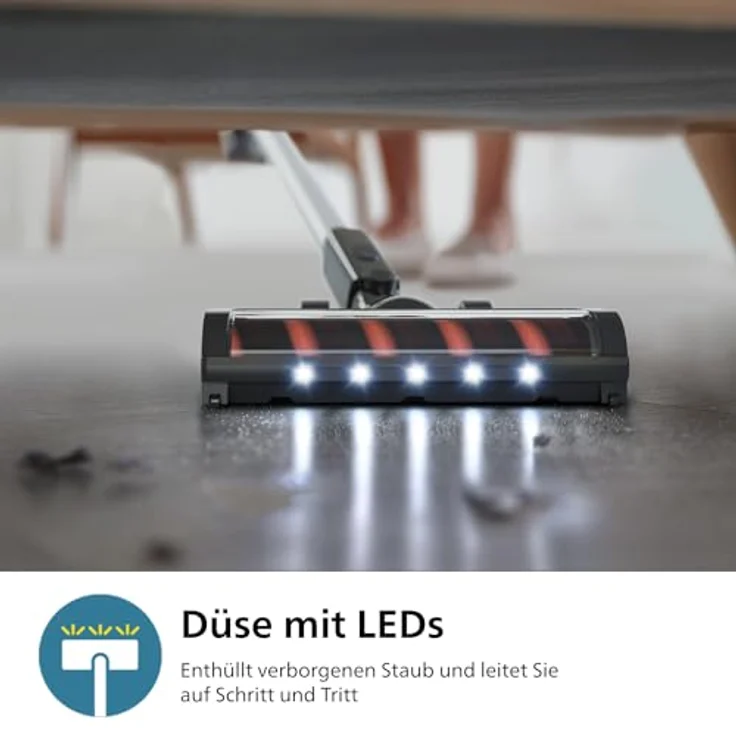 Philips Kabelloser Akku-Staubsauger 3000-Serie - Staubsaugen und Wischen in einem, Digitaler Motor, präzise LED-Düse, 60 Minuten Laufzeit, Abnehmbarer Akku, PowerCyclone 8, Aqua-Modul (XC3132/01) – Bild 3