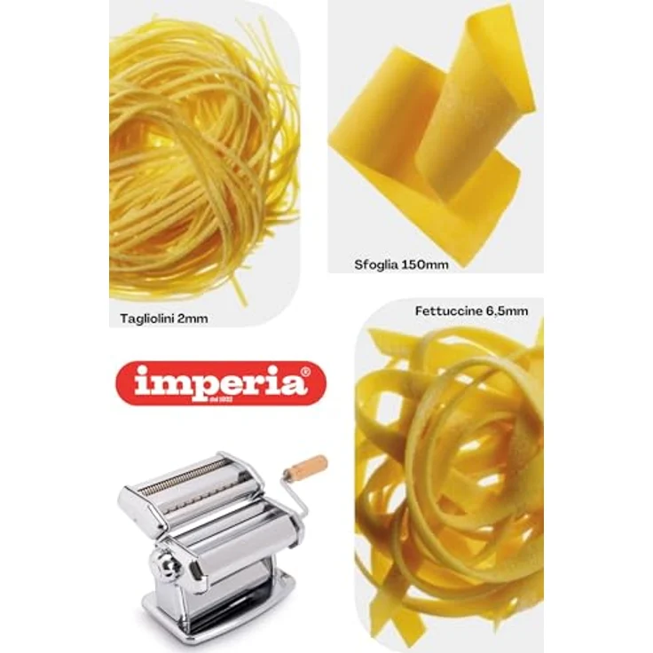 Imperia IPASTA Classica Nudelmaschine, manuelle Teigausrollmaschine aus Stahl, für Lasagne, Tagliolini und Fettuccine, 100% Made in Italy – Bild 3