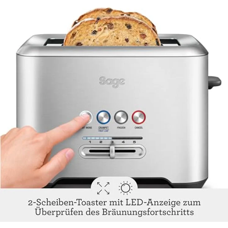 Sage Appliances STA720 The Bit More mit 2 Toastschächten Toaster, Edelstahl – Bild 3