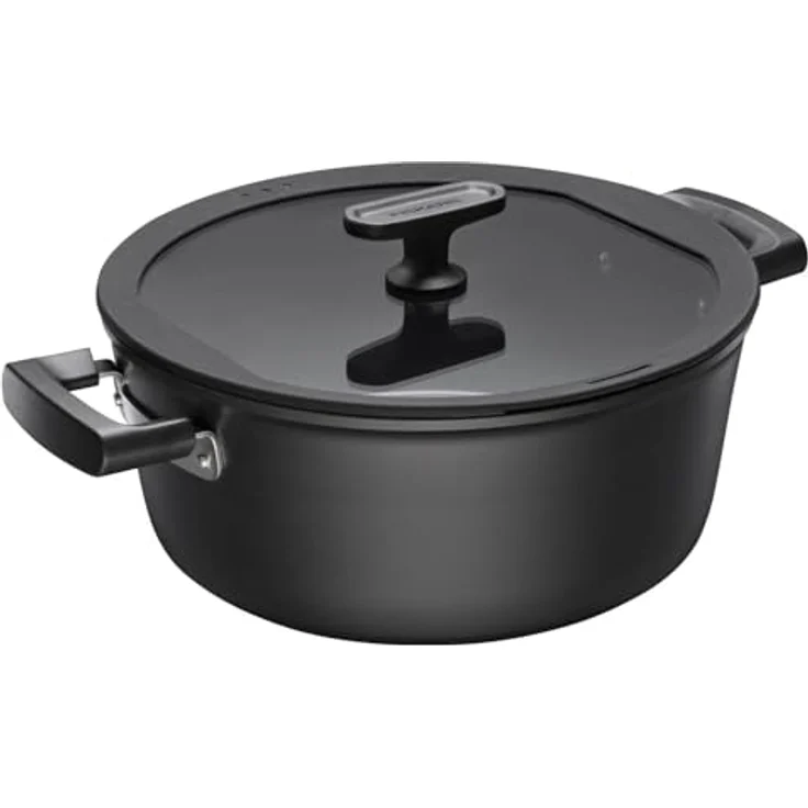 Fiskars Kasserolle Hard Face mit Deckel, 26 cm Durchmesser, 5 Liter, kratzfeste Antihaftbeschichtung, für alle Kochfelder geeignet, schwarz – Bild 1