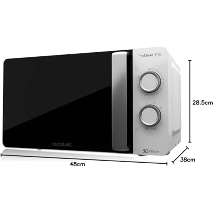 Cecotec Pro Clean 3110 Mikrowelle mit Quarz-Grill, Standgerät, 700 Watt, 20 Liter Garraum, Frontspiegeltür, Innenlicht, 3D Wave, Ready 2 Clean – Bild 8