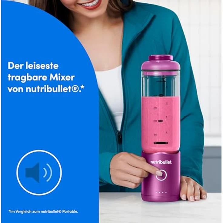 nutribullet Smoothie-Maker NB Flex Portable NBP013VT, Violett, 0,59 l Fassungsvermögen, mit Edelstahl-Mixklinge und USB-C Ladefunktion – Bild 8