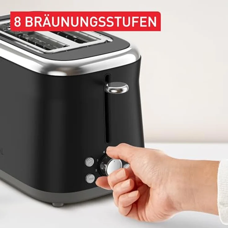 Tefal TT7208E0, Toaster mit 850 Watt, 2 Schlitzen, Aufwärmfunktion, Brötchenaufsatz, Auftaufunktion, schwarz – Bild 6