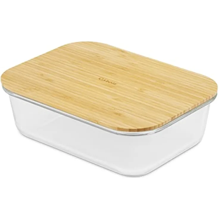 Culinare Naturals C70025 Glasbehälter | Nachhaltiger Bambus/Glas | 1,5L | Frischhaltedose mit Deckel | Küchenorganisation/Kühlschrankaufbewahrung/Frischhaltedose | Nicht spülmaschinengeeignet