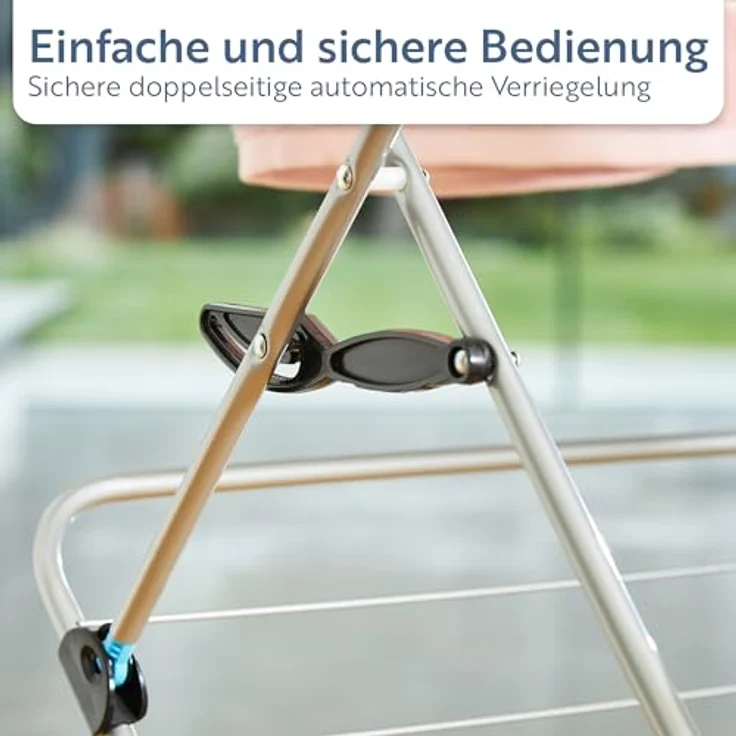Minky 3 Stufen Plus ausklappbarer Wäscheständer, - Chrom Blau - Silber – Bild 7