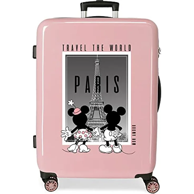 Disney Mickey und Minnie Travel the World Paris Mittelgroßer Koffer Nude 48x68x26 cm Starres ABS Seitlicher Kombinationsverschluss 70L 3 kg 4 Doppelrollen