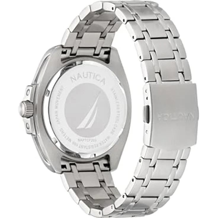 Nautica Tin Can Bay Herrenuhr NAPTCF203, Silber, 43 mm, Blaues Zifferblatt, Wasserdicht bis 100 m – Bild 3
