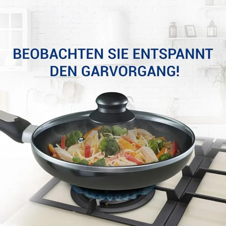 VIOKS Glasdeckel 200mmØ, Topfdeckel mit Knopfgriff und Edelstahlschutzrand für Töpfe und Pfannen – Bild 6