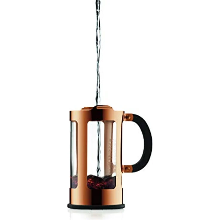 Bodum CHAMBORD Kaffeebereiter (French Press System, Auslaufschutz, Edelstahlrahmen, 1,0 liters) kupfer – Bild 3