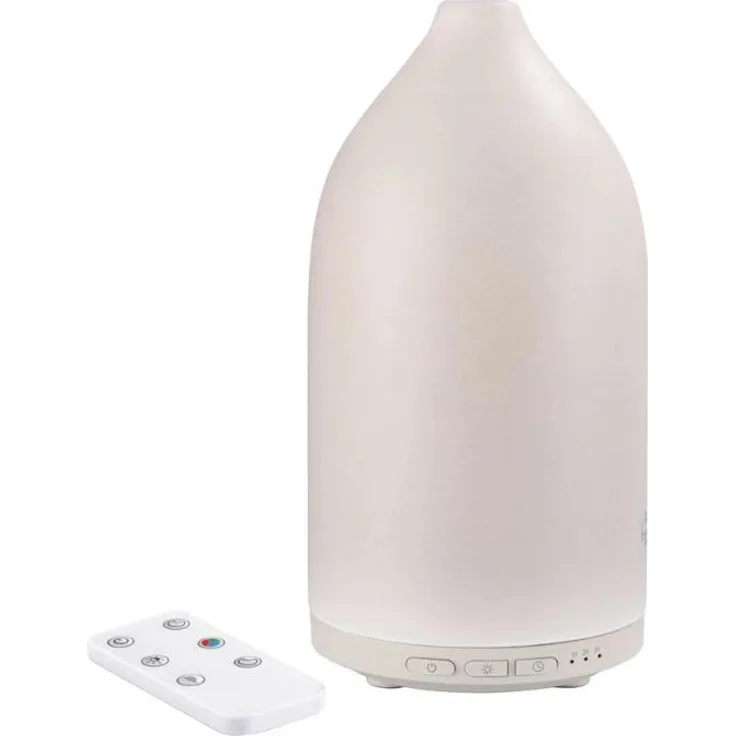 OWIM Ultraschall Aroma Diffusor SUADFK 12 A1, Keramikgehäuse mit Fernbedienung, Farbwechsel, 120 ml, inkl. Lavendelduft