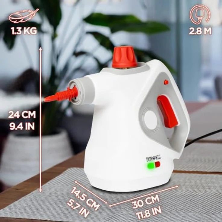 Duronic SC32 WE Dampfreiniger Handgerät, 14 Zubehörteile, 1050 W, Dampfdruck 3 bar, chemiefreie Reinigung – Bild 2