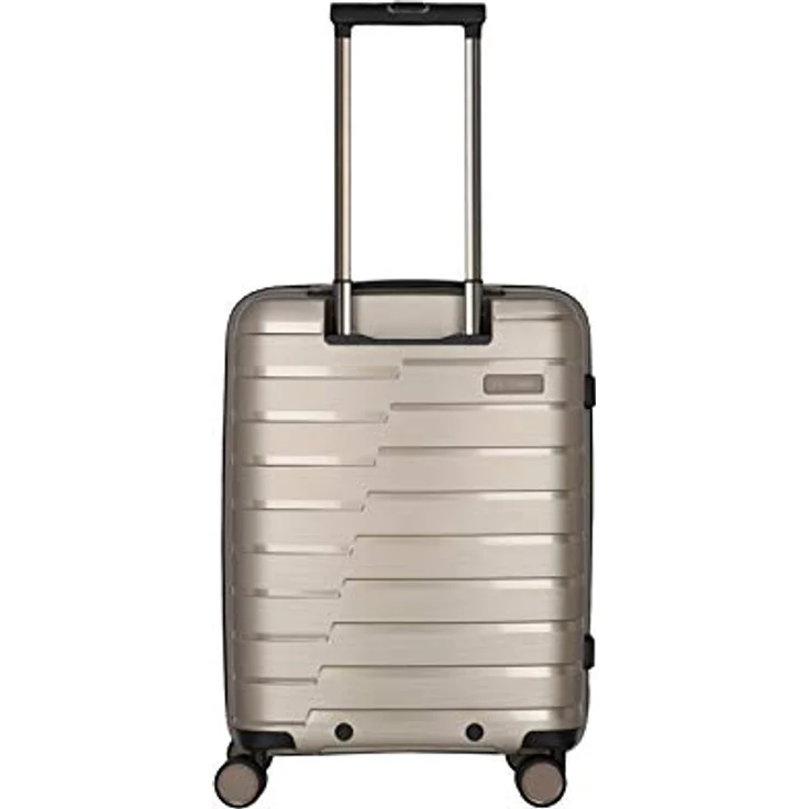 travelite 4-Rad Handgepäck Koffer mit Vortasche erfüllt IATA-Bordgepäckmaß, Gepäck Serie AIR BASE: Funktionaler Hartschalen Trolley im coolen Look, 075346-40, 55 cm, 43 Liter, champagner (beige) – Bild 3