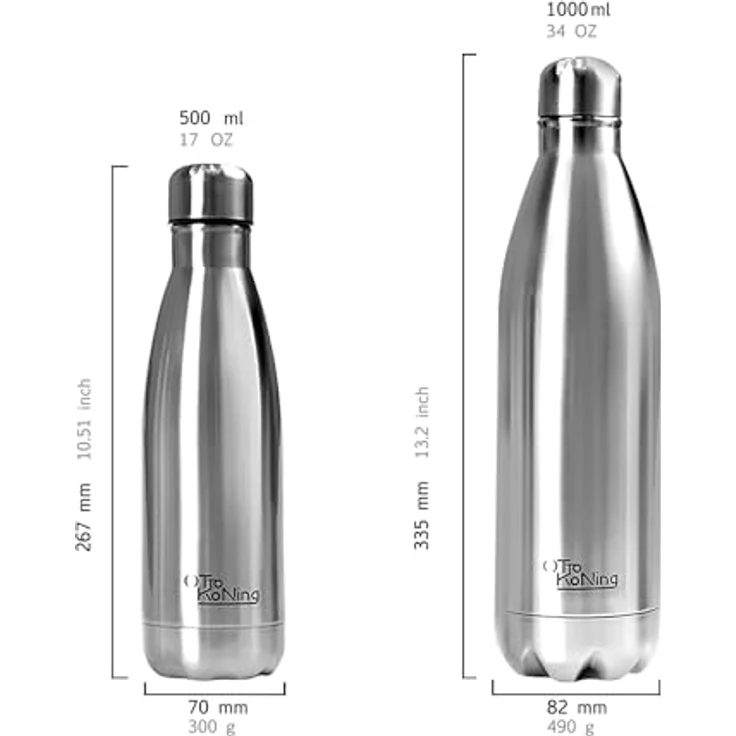 Otto Koning Edelstahl Trinkflasche 500ml, Vakuumisolierte Thermosflasche, Auslaufsicher, für Sport, Schule und Büro, BPA-frei, rostfrei – Bild 3