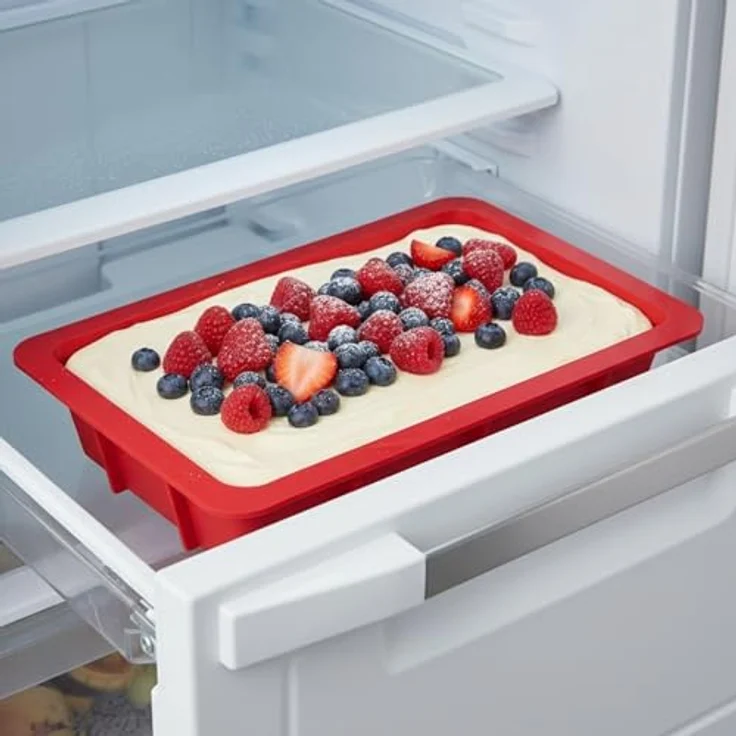 GMMH Auflaufform XXL Silikonbackform Lasagneform Kastenform Backform Kuchenform Brotbackform Königskuchenform (rot) – Bild 6