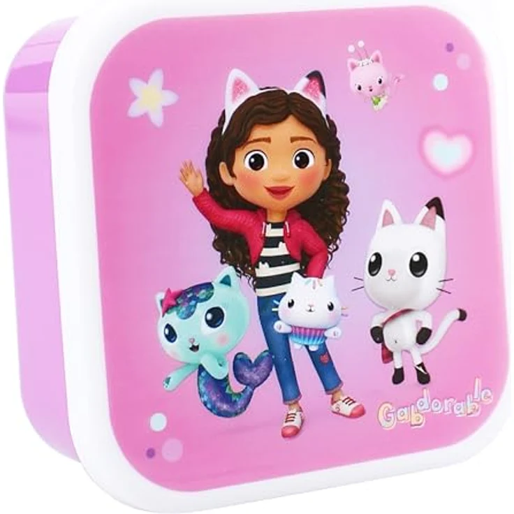 Gabby's Dollhouse 3-in-1 Lunchbox, Brotdose für Kinder mit 3 separaten Fächern, auslaufsicher und leicht zu reinigen, 12 cm x 12 cm x 6 cm – Bild 7