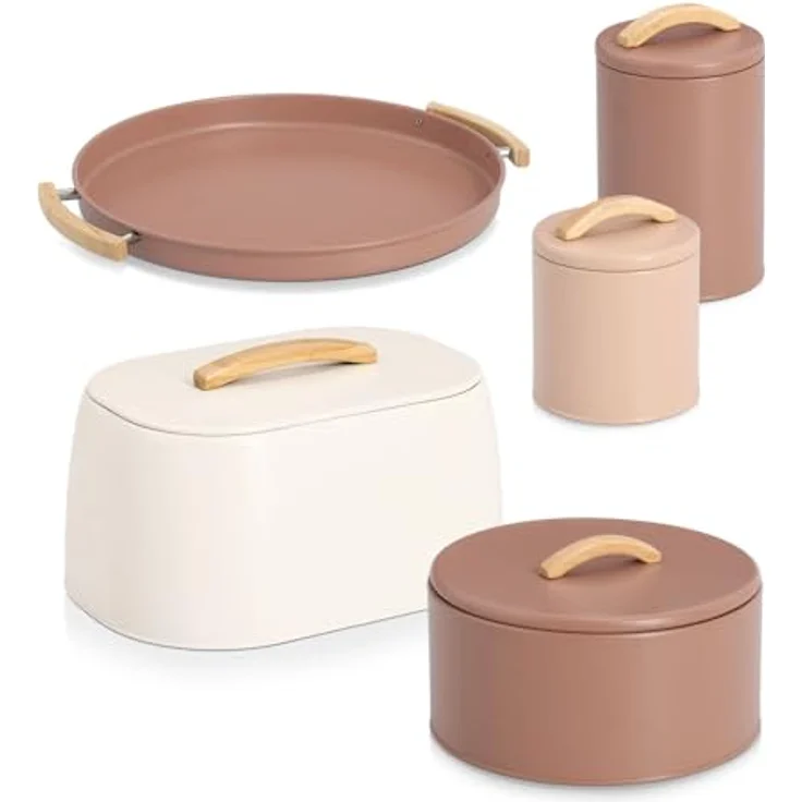 Zeller Present Brotkasten Metall Gummibaum, beige, 33.5x23.5x18.3 cm, luftdurchlässige Brotaufbewahrung – Bild 3