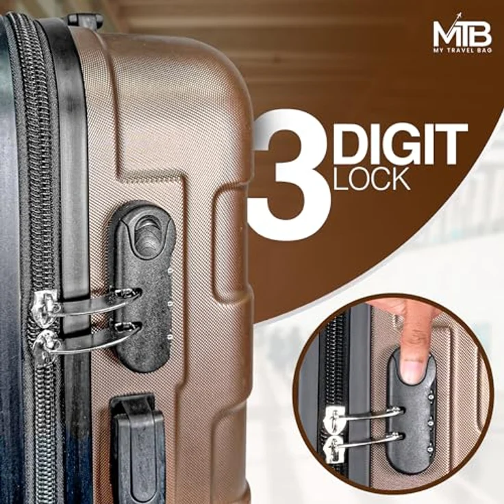 MY TRAVEL BAG ABS Koffer Trolley Reisekoffer Zwillingsrollen (Handgepäck-Mittel-Groß-Set) Nummernschloss (Anthrazit, 3er Set) – Bild 5
