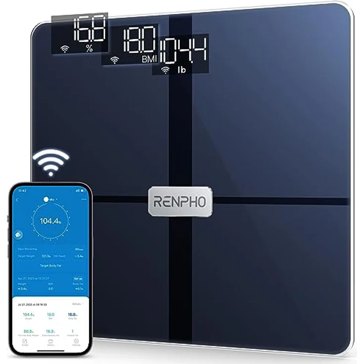 RENPHO WLAN Smart Waage Bluetooth Körperfettwaage, Personenwaage mit Körperfett und Muskelmasse, Wireless Körperanalysewaage & Überwacht 13 Körperwerte für Ihre Gesundheit, Elis Aspire – Bild 1