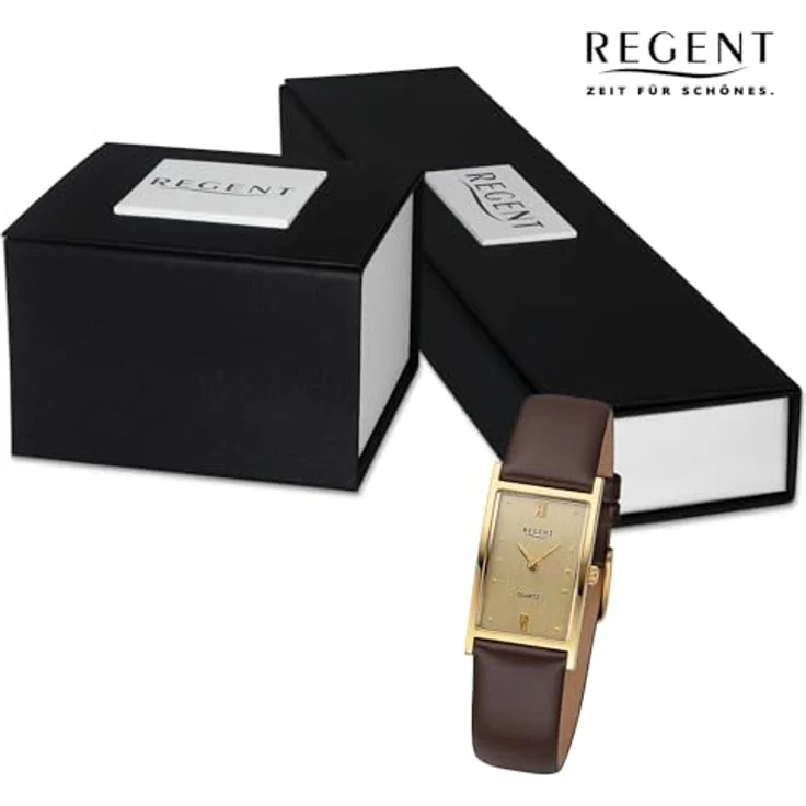 Regent Damen Analog Uhr 12090364, braunes Lederarmband, 21 mm Gehäusedurchmesser, wasserdicht bis 5 bar – Bild 4