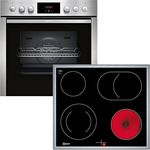 Neff Set EX3 bestehend aus E1CCC0AN0 Einbauherd mit CircoTherm, 60 x 60 cm, Edelstahl, N 30 und M16SRF0L0 herdgesteuertes Elektrokochfeld, 60 cm, Schwarz, mit Rahmen aufliegend, N 50