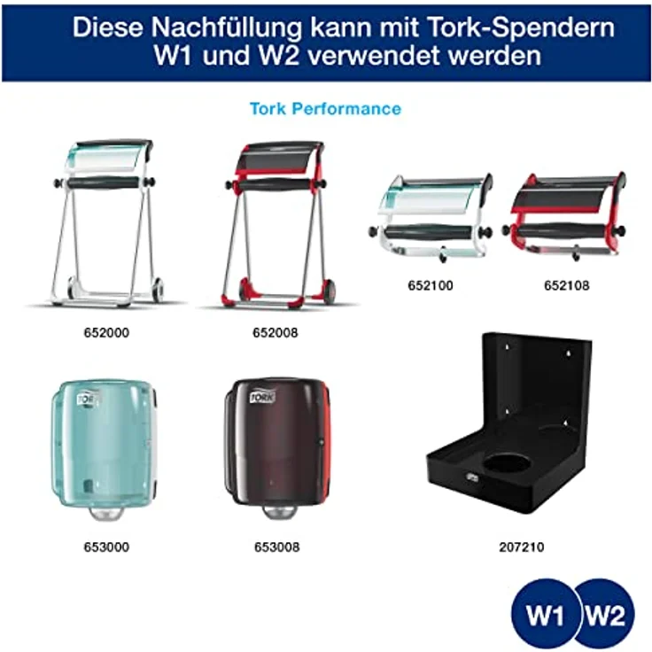 Tork 130052 Starke Mehrzweck Papiertücher für W1/W2 Systeme / 2-lagiges saugfähiges Papier in Blau / 2 x 255m – Bild 3