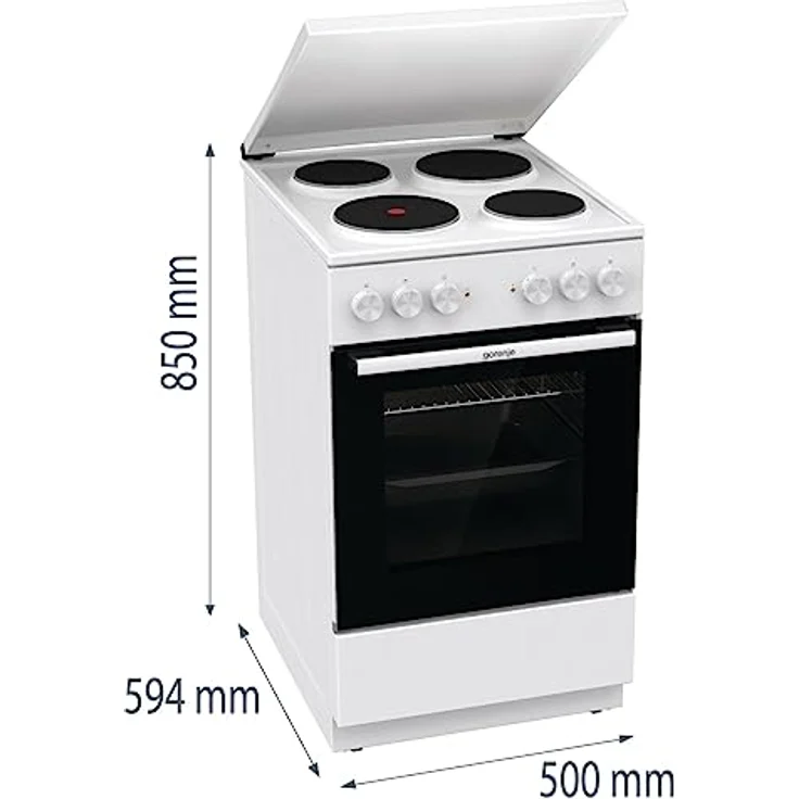 Gorenje GE5A23WH Standherd,  74 Liter, PerfectGrill, Pizza Mode 300°C, AquaClean, Made in Europe, weiß – Bild 2