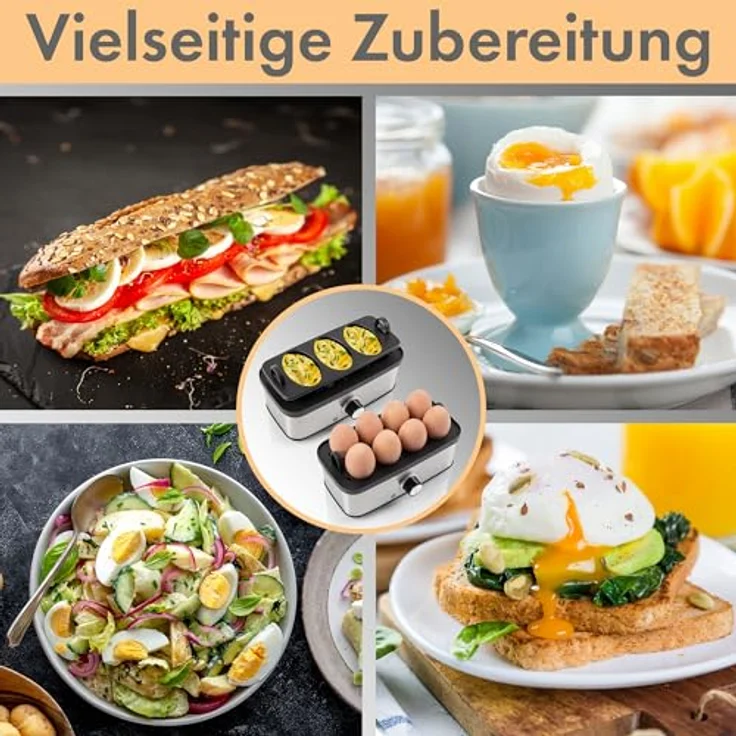 ProfiCook® Eierkocher für bis zu 8 Eier | Egg Cooker mit Omelett-/Pochier-Funktion | Egg Boiler mit Ei-Halter & Messbecher mit Ei-Picker | Eierkocher 8 Eier mit Kontrollleuchte & Summer | PC-EK 1275 – Bild 5