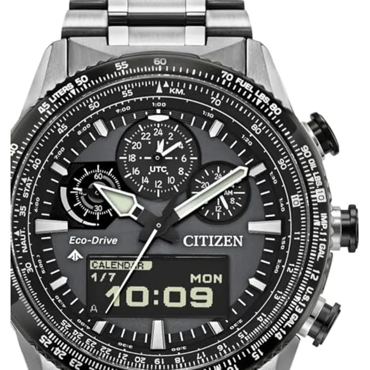 Citizen JV2006-55H Promaster Skyhawk, Herrenuhr Edelstahl Solar mit grauem Zifferblatt, wasserdicht bis 20 ATM, silberfarbenes Armband – Bild 2