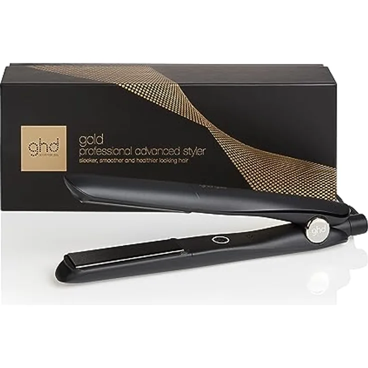ghd gold - Professioneller Haarglätter zum Glätten, Locken und zum Erzeugen von Wellen, optimale Stylingtemperatur 185ºC, Zweizonen-Technologie, Schwarz